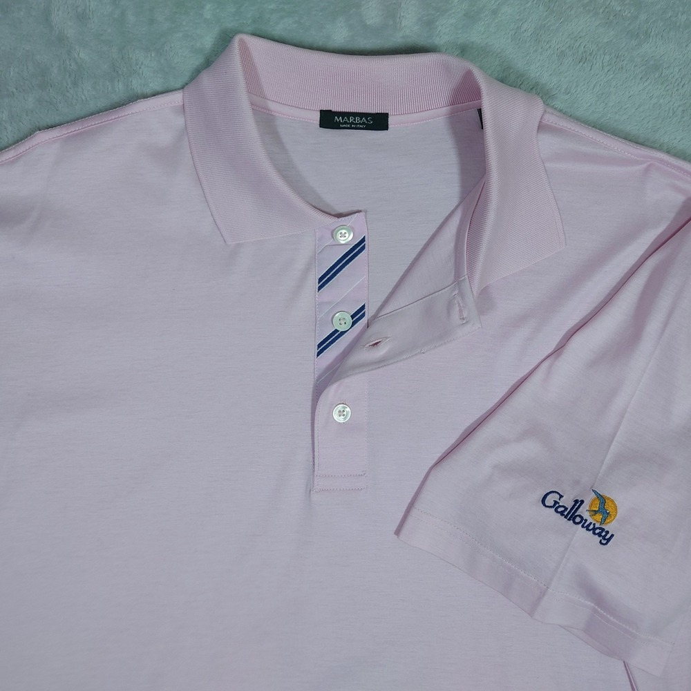 Galloway National Golf Club Marbas Italian Polo Shirt Mens L Pink 100% Cotton